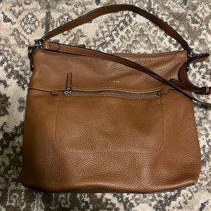 Vince Camuto Dark Rum Brown Tote Shopper Pebbled Leather Crossbody/Shoulder Bag